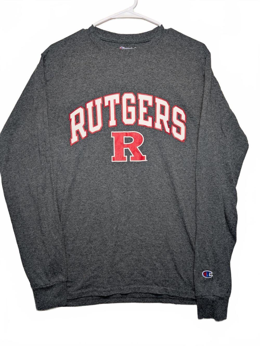 Champion Rutgers Scarlet Knights Long Sleeve Graphic T-Shirt College Mens Small